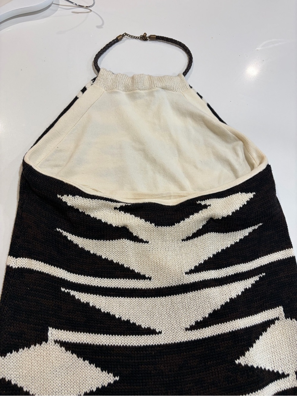 Ralph Lauren Black and Cream Strapless Geometric Knit Dress M - Picture 5 of 7